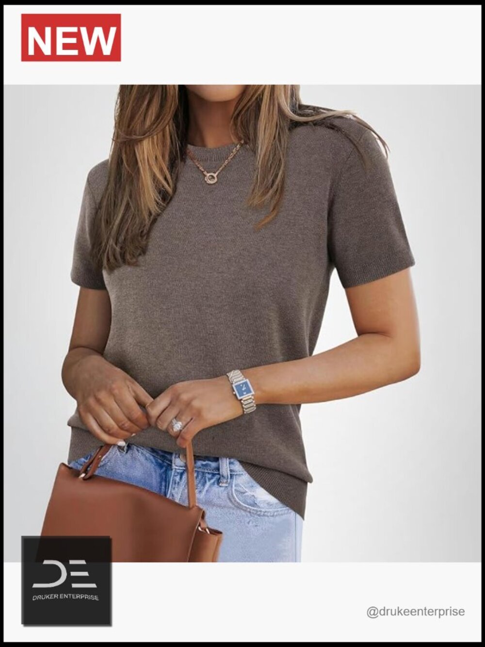 Women's Lightweight Wool Blend Short Sleeve Pullover Sweater Top